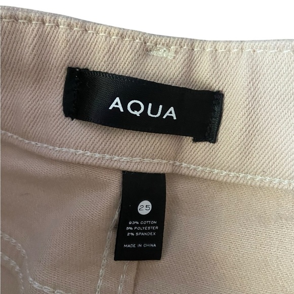 AQUA Two-Tone Split Hem Flare Jeans Size 27 Beige/Cream High Rise - Picture 3 of 7